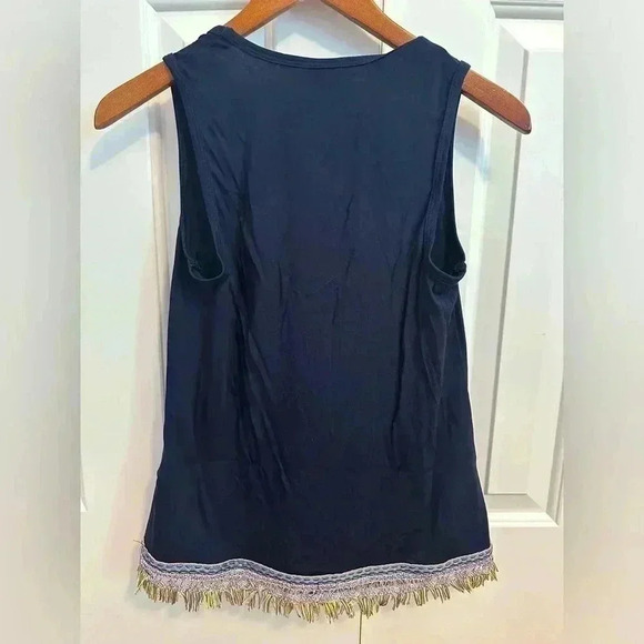 Trina Turk Navy Fringe Hem Tank Top - Picture 4 of 6